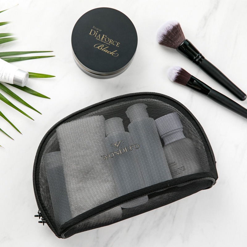 Mesh03 휴대용 검은 투명 메쉬 화장품 가방 휴대용 미니 작은 립스틱 저장 가방